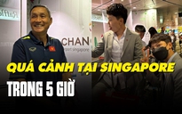 Đội tuyển nữ Việt Nam tươi tắn khi quá cảnh tại Singapore trong 5 tiếng