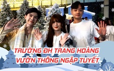 Trường đại học trang hoàng Giáng sinh có vườn thông, tuyết rơi trắng xóa: sinh viên mê mẩn, ngỡ đang ở châu Âu