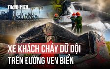 Xe khách bốc cháy dữ dội trên đường ven biển Nha Trang