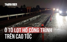 Vừa lách qua bảng cảnh báo, ô tô lọt xuống hố công trình cao tốc Biên Hòa - Vũng Tàu