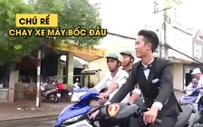 Chú rể dẫn đầu rước dâu đầu trần chạy xe máy bốc đầu, nẹt pô, lạng lách