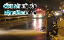 Nửa đêm xe tải đổ thức ăn xuống QL1A, cảnh sát vất vả “giải cứu”