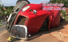 2 anh em ruột bị xe container chở phế liệu lật đè chết