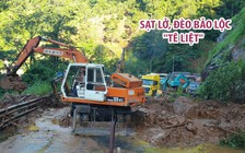 Đèo Bảo Lộc “tê liệt” vì sạt lở nghiêm trọng