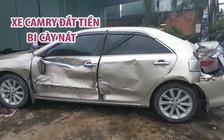 Hú vía vì xe Camry đắt tiền bẹp dúm vì bị xe đầu kéo cày nát