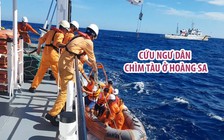 Kiểm ngư và tàu SAR 412 cứu ngư dân chìm tàu giữa sóng gió ở Hoàng Sa