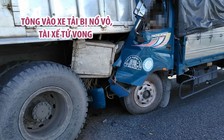 Tông vào đuôi xe tải bị nổ vỏ trên đường cao tốc, một tài xế tử vong trong cabin