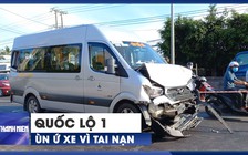 Hoảng vía vì 3 xe khách va chạm liên hoàn trên Quốc lộ 1