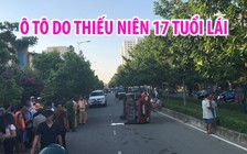 Ô tô do thiếu niên 17 tuổi lái lật ngang trên đường phố