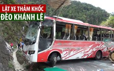 Hiện trường vụ lật xe chở ở cán bộ hưu trí trên đèo Khánh Lê