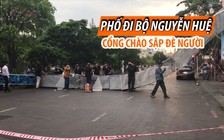 Cổng chào Phố đi bộ Nguyễn Huệ đổ đè lên người đi xe máy