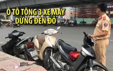 Ô tô tông 3 xe máy dừng đèn đỏ, bé gái 4 tuổi nhập viện