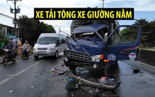 Vừa ra khỏi quán ăn, xe giường nằm đã bị xe tải tông trúng