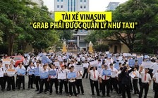 Hàng trăm tài xế taxi giăng biểu ngữ tại phiên xử “Vinasun kiện Grab“