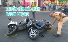 Xe bồn chở nhựa đường cán nát chân người phụ nữ