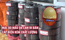 3 người đàn ông mặc áo màu da cam đi bán cáp điện kém chất lượng