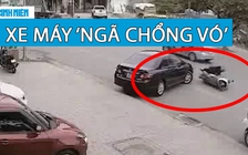 Ô tô quay đầu ẩu, xe máy ngã ‘chổng vó’ vì phanh gấp