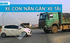 Dân mạng thán phục tài xế ô tô dám ‘nắn gân’ xe tải chạy ẩu