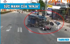 Ninja lái xe máy phóng như bay vượt đèn đỏ, đâm xe ba gác ‘ngã chổng vó’