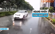 Ô tô ‘hiên ngang’ phóng ngược chiều, thách thức xe đi đúng luật