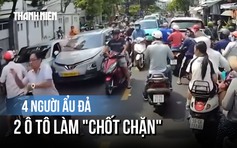 4 người lao vào ẩu đả, 2 ô tô làm 'chốt chặn' gây ùn ứ