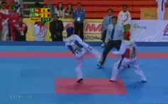 Khoảnh khắc giành HCV Taekwondo của VĐV Phạm Thị Thu Hiền