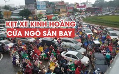 Kẹt xe kinh hoàng gần sân bay Tân Sơn Nhất trong cơn mưa tầm tã