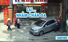 ‘Hú hồn’ tài xế ô tô nhầm chân ga, người phụ nữ may mắn thoát chết