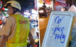 CSGT đo nồng độ cồn ngay phố nhậu, chủ quán treo bảng: “Có giao thông”