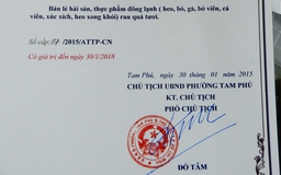 UBND phường ký “lụi” giấy chứng nhận VSATTP