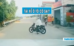 Tài xế ô tô đánh lái ‘thần sầu’ tránh xe máy qua đường ẩu: Ai sai?