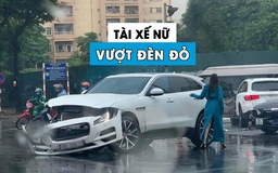 Nữ tài xế lái xe sang Jaguar vượt đèn đỏ, tông bẹp Mercedes GLC