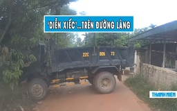 Xe tải chạy ‘lút ga’ trên đường làng, suýt gây tai nạn kinh hoàng