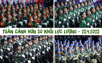 Toàn cảnh sơ duyệt diễu binh, diễu hành cấp Nhà nước trên đường Lê Duẩn tối 25.4