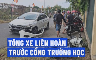 Tông xe liên hoàn trước cổng trường học ở quận Bình Tân