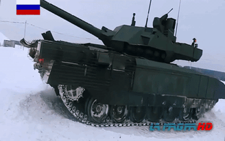 Siêu xe tăng Armata luyện tập trong mùa đông giá rét