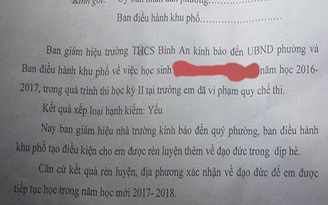 Học sinh quay cóp tài liệu bị đưa về phường “rèn luyện đạo đức“?