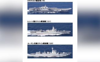 Nhật Bản công bố hình ảnh nhóm tàu sân bay Liêu Ninh của Trung Quốc ra biển Hoa Đông