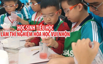 Học sinh tiểu học làm thí nghiệm để hiểu vai trò của nước