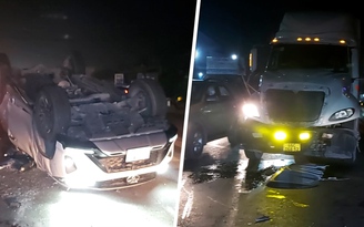 Ùn tắc 4 km vì tai nạn liên hoàn trên đường dẫn cao tốc TP.HCM-Trung Lương