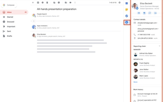 Xem thông tin liên hệ chi tiết trong bảng điều khiển bên của Gmail