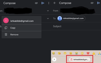 Gmail trên Android cải tiến sao chép và dán địa chỉ email