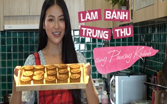 Hoa hậu Phương Khánh trổ tài làm bánh trung thu nhân dừa