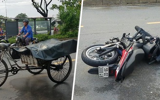 Lượm ve chai dưới mưa, cụ ông 70 tuổi bị xe máy tông nguy kịch