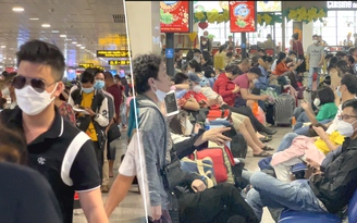 Sân bay Tân Sơn Nhất 26 tết: Khó giữ khoảng cách vì người về quê quá đông