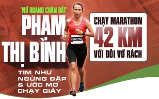 'Nữ hoàng chân đất' Phạm Thị Bình chạy marathon 42km với đôi vớ rách: Tim như ngừng đập!