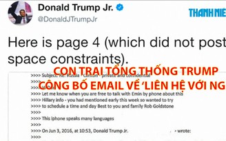 Tin nhanh Quốc tế 12.7: Con trai tổng thống Trump công bố email về ‘liên hệ với Nga’