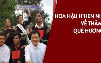 Hoa hậu H'Hen Niê đi xe công nông chào bà con tại quê hương