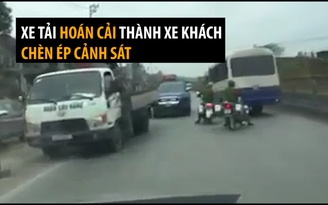 Xe tải hoán cảnh thành xe khách còn chèn ép cảnh sát