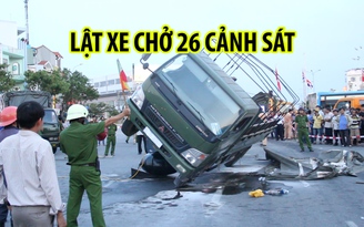 Lật xe chở 26 cảnh sát ở Đà Nẵng sau khi va chạm với Innova